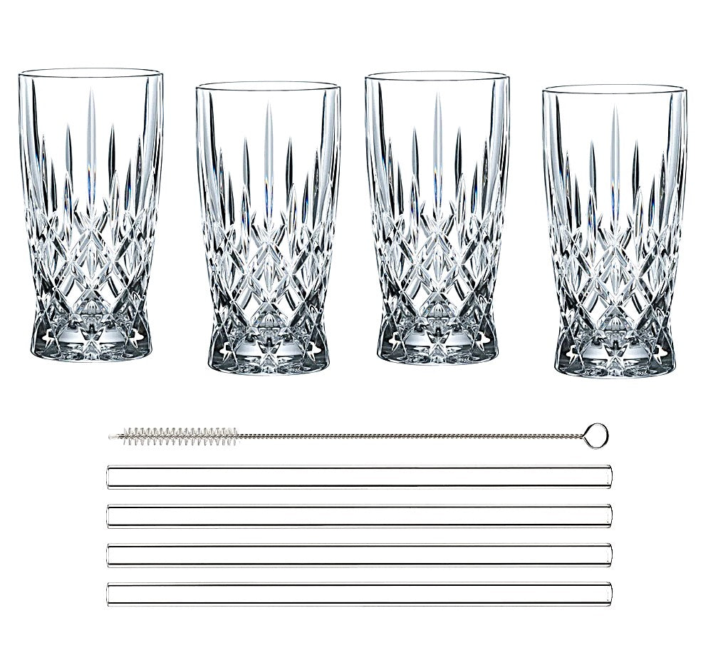 Nachtmann Noblesse 4 Latte Macchiato + 4 glass straws