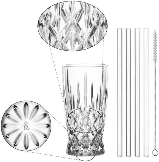 Nachtmann Noblesse 4 Latte Macchiato + 4 glass straws