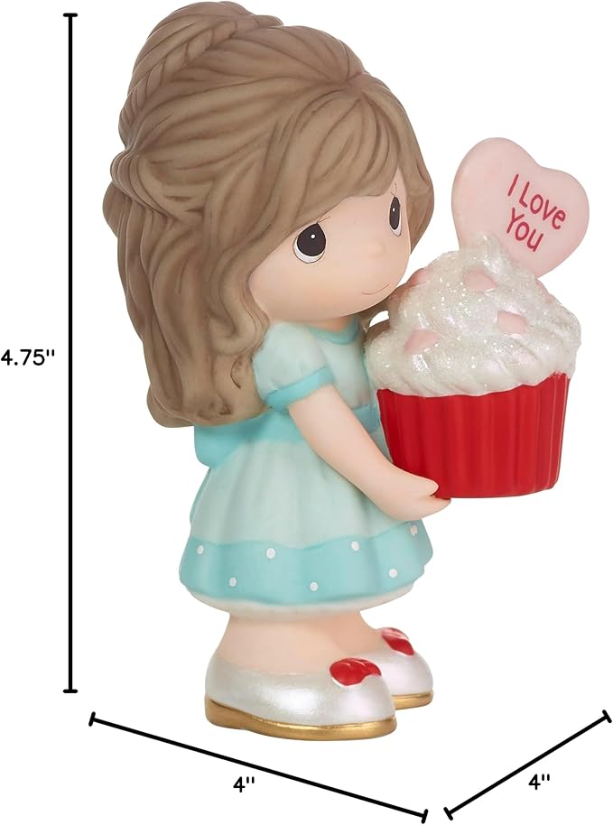 Precious Moments Mother day 'You bake me happy' Girl Brunette Holding Cupcake