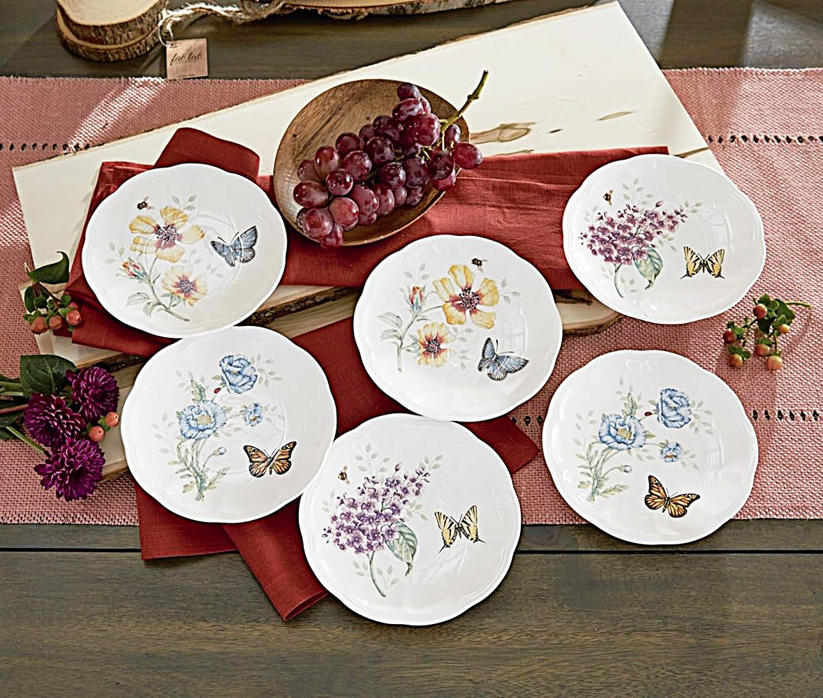 Lenox Butterfly Meadow Tidbit Plate 6.5" Set S/6