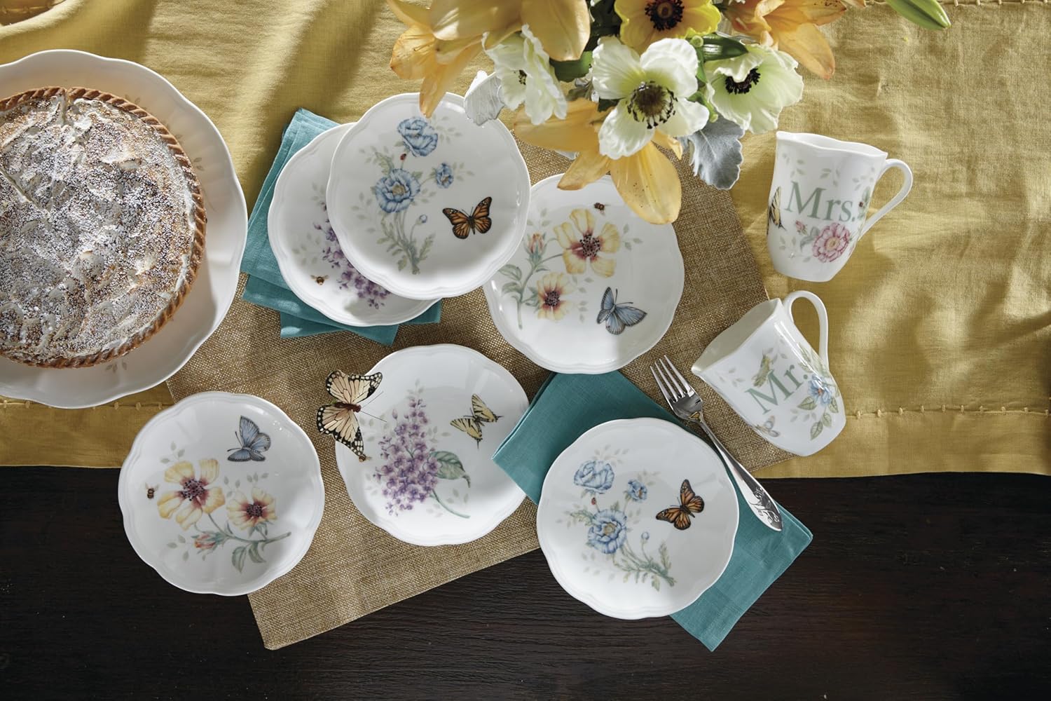 Lenox Butterfly Meadow Tidbit Plate 6.5" Set S/6