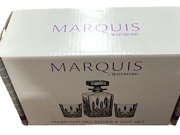 Marquis By Waterford Markham Square Decanter & 2 Double Old Fashion Decanter Set, Clear, 30 Fluid Ounces