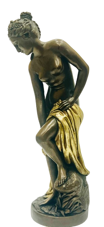 Fair Lady Statue 11″ X 3.3" Ceramic Bronze Color and Gold