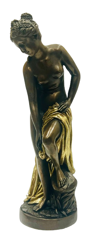 Fair Lady Statue 11″ X 3.3" Ceramic Bronze Color and Gold