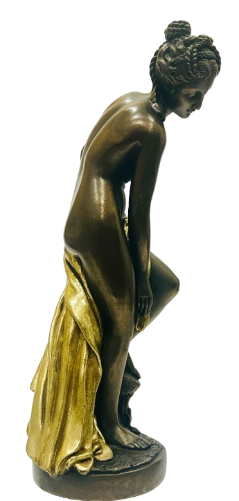 Fair Lady Statue 11″ X 3.3" Ceramic Bronze Color and Gold