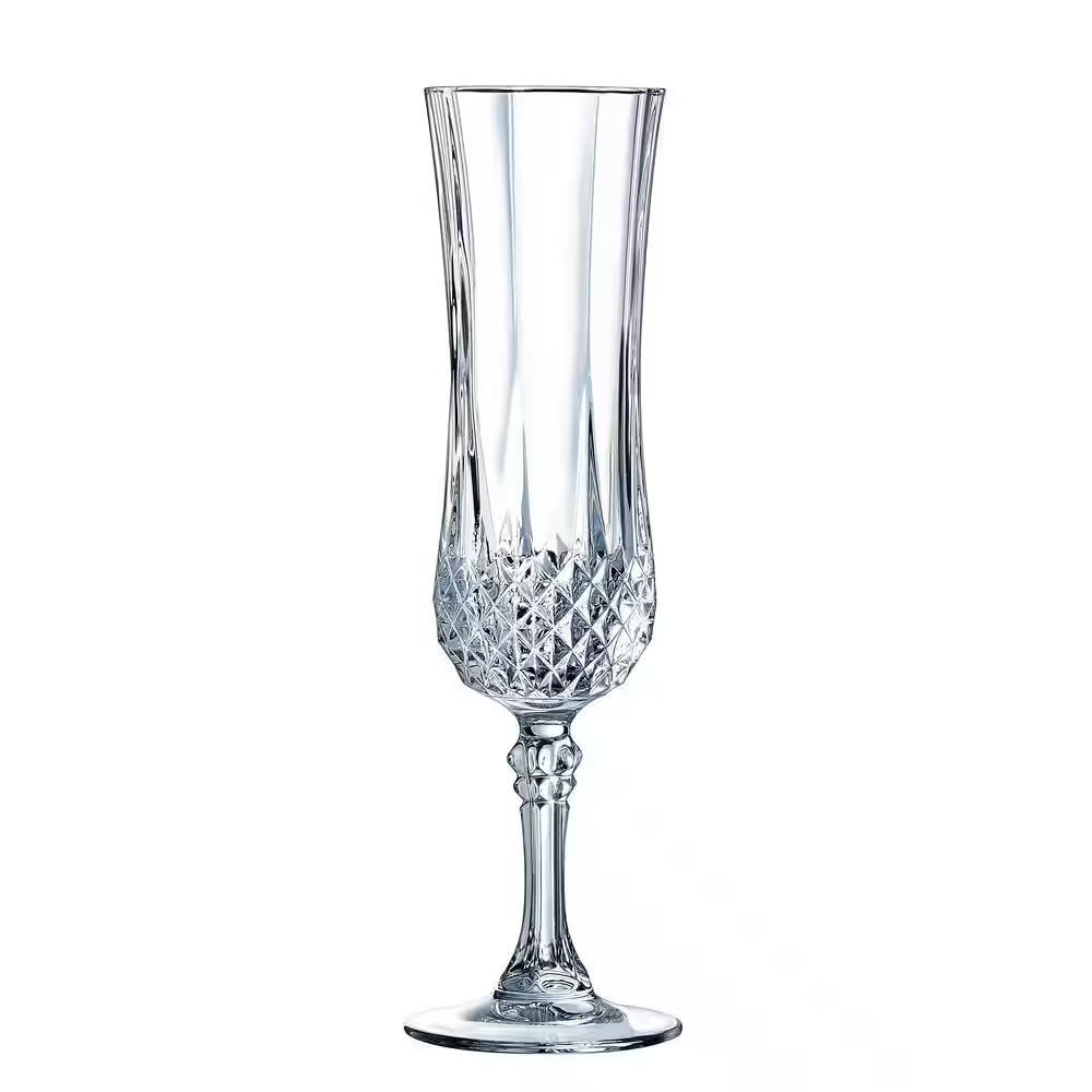 Cristal d'Arques Paris Longchamps Set of 6 Kwarx Champagne Flutes 14cl Shine, Transparency and High Resistance – Iconic Mouldings – Made in France