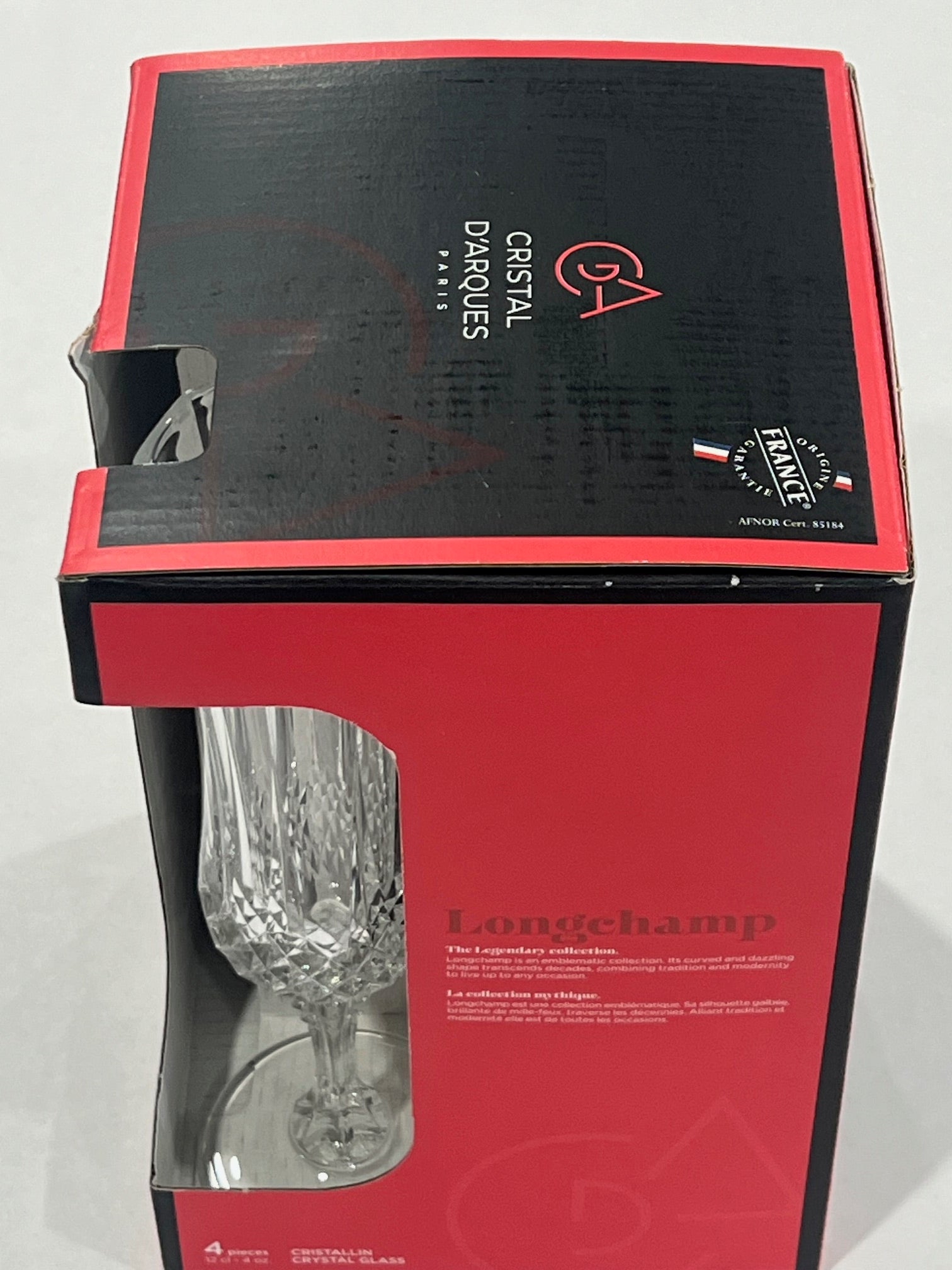 Longchamps Flute Champagne Set of 4 Crystal stems, by Cristal D'Arques 4.5-oz