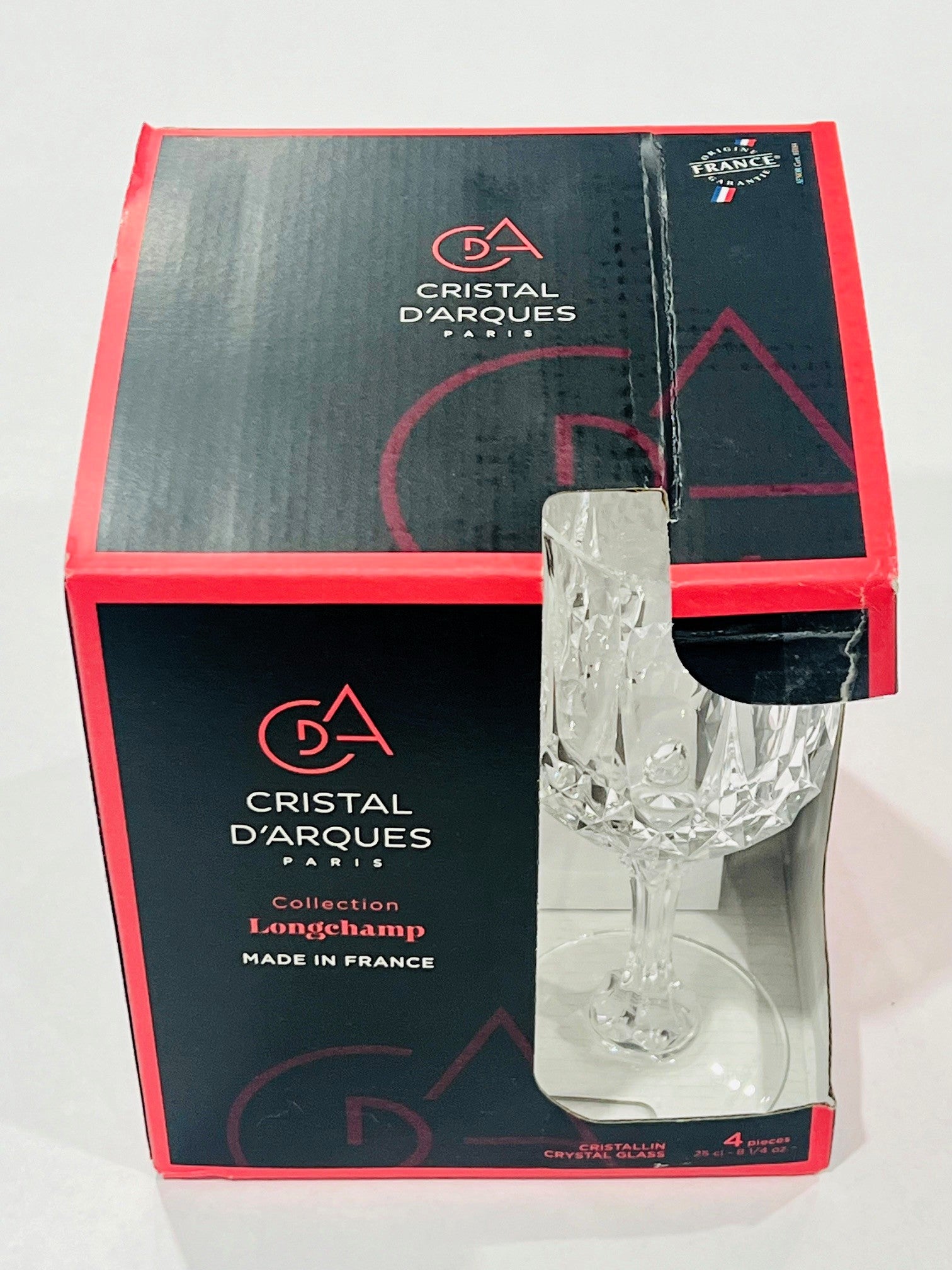 Longchamps by Cristal D'Arques Set of 4 Goblet 8.25-OZ = 25-cl