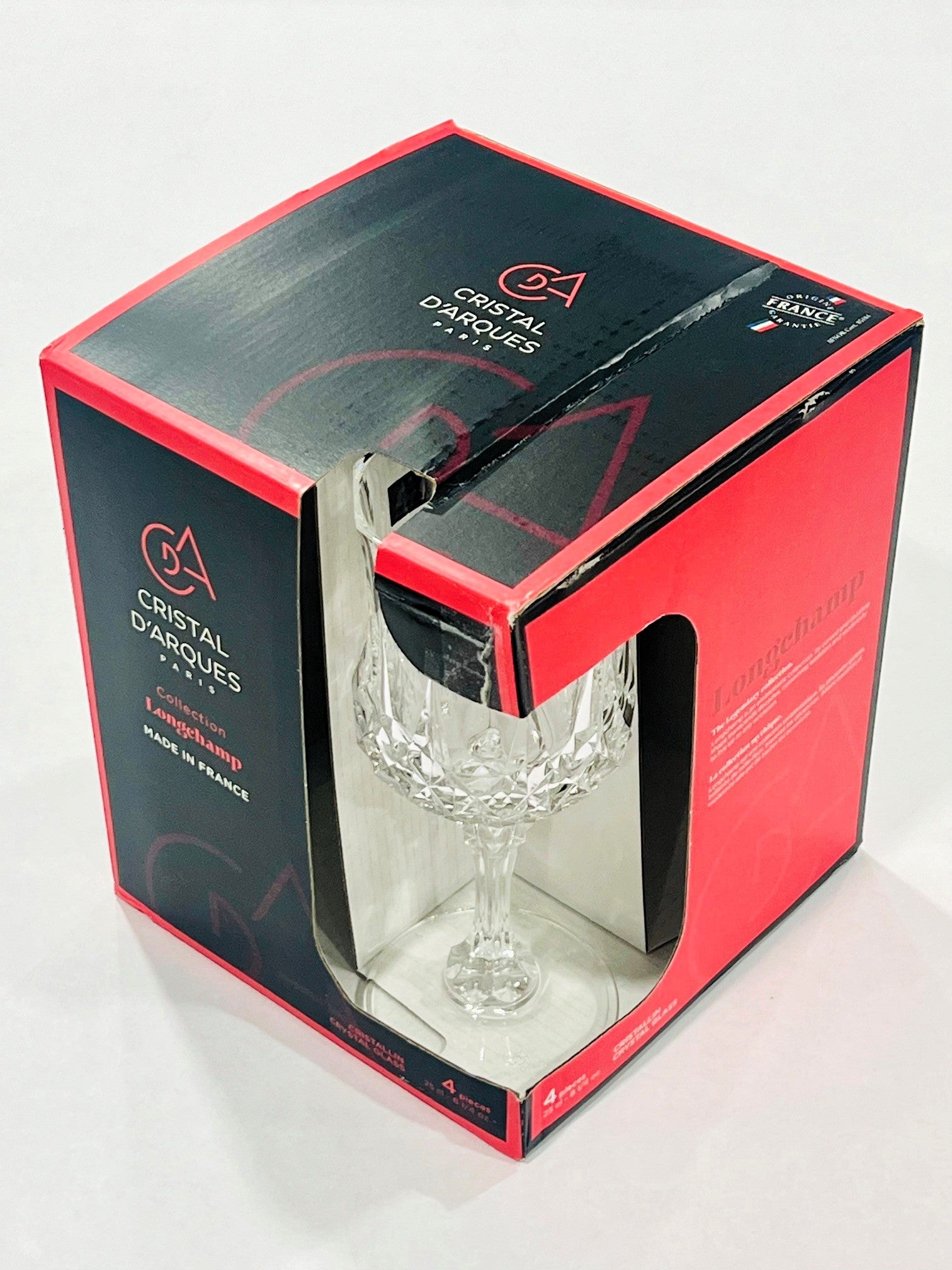 Longchamps by Cristal D'Arques Set of 4 Goblet 8.25-OZ = 25-cl