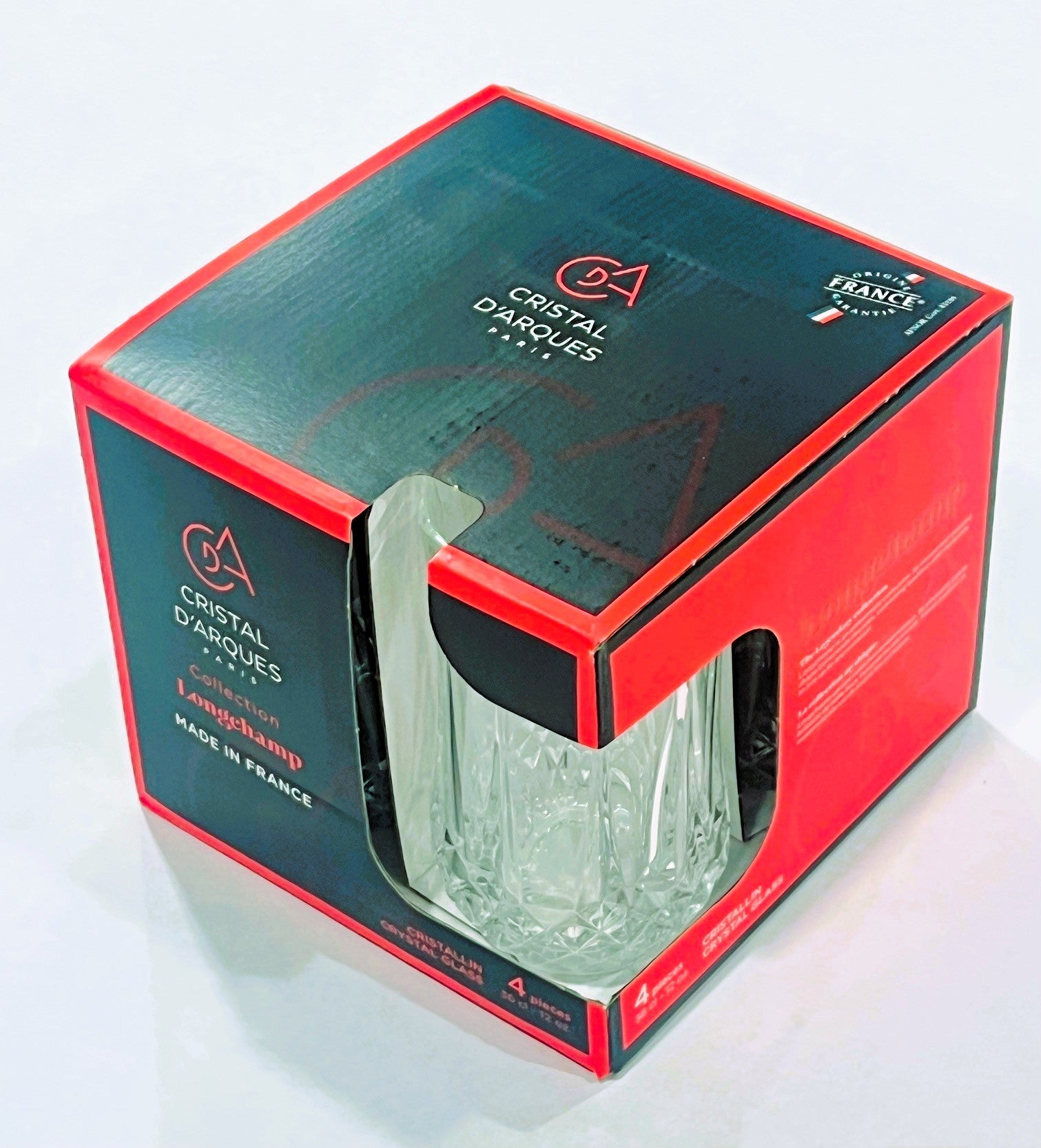 Longchamps by Cristal D'Arques Hi Ball Set of 4 Tumblers, 12-oz = 36-cl made in France