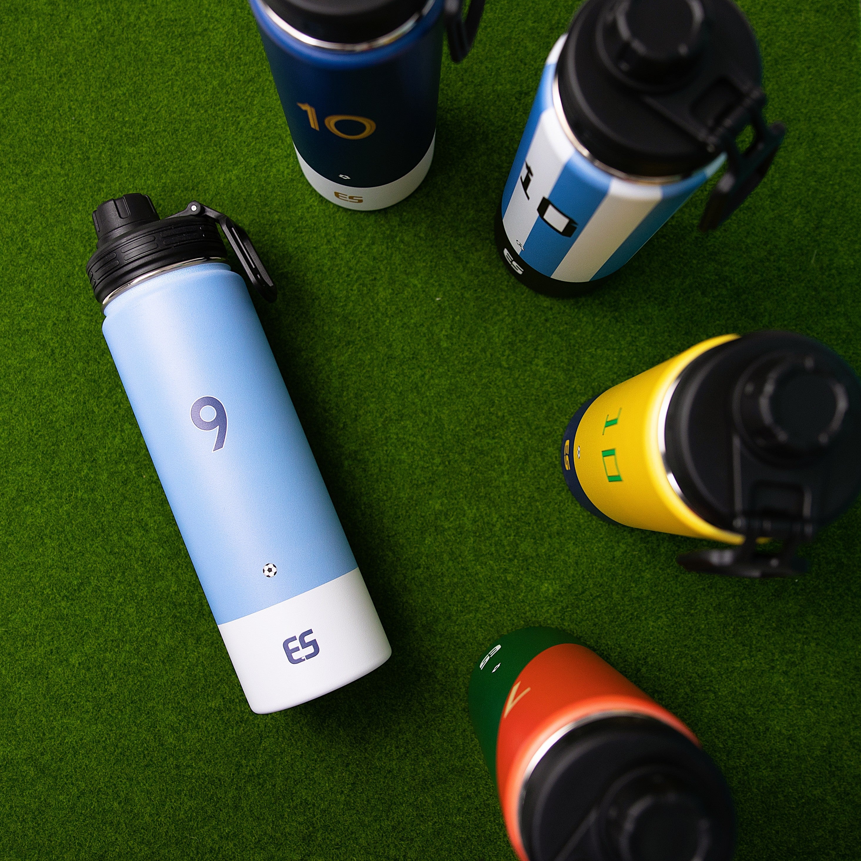 Haaland Water Bottle 2 piece set Stainless Steel Insulated 22-oz = 10.5"tall +14-oz = 7"tall