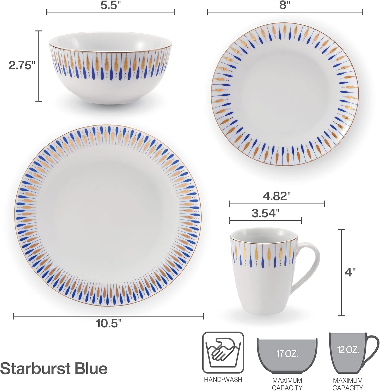 Mikasa Starburst 32 Piece Dinner Set Porcelain
