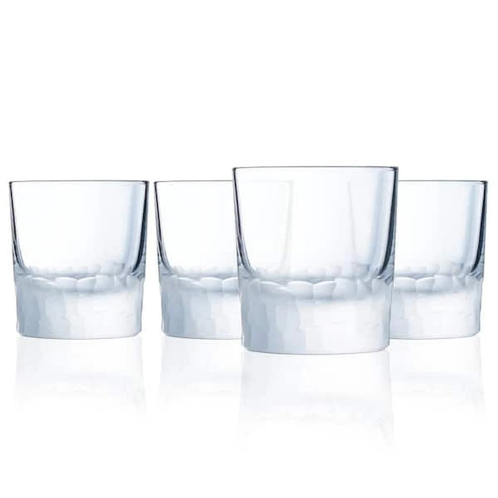 Double Old Fashion 4 Whiskey Glasses By Cristal D'arques Intuition France Frosted Etching Crystal 10.75-OZ set of 4