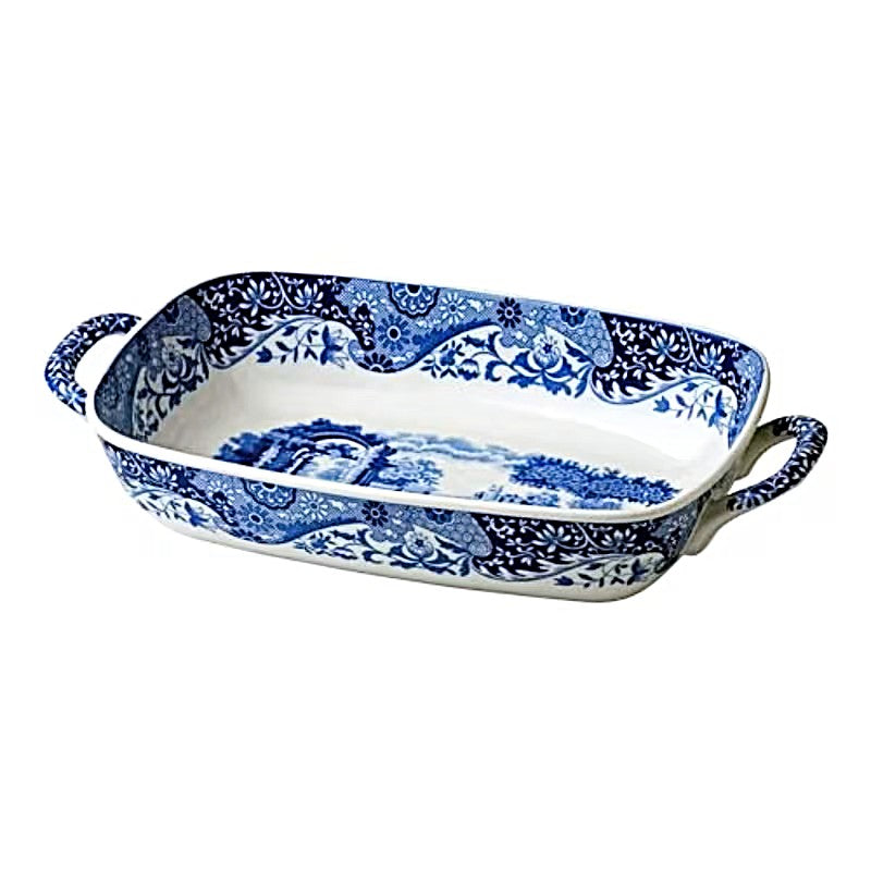 Spode Blue Italian Baking Dish with Handles Oven to Table Lasagna Dish 11.5" x 8" Blue/White