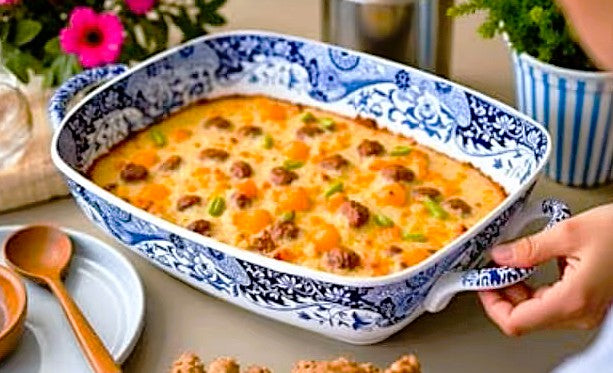 Spode Blue Italian Baking Dish with Handles Oven to Table Lasagna Dish 11.5" x 8" Blue/White
