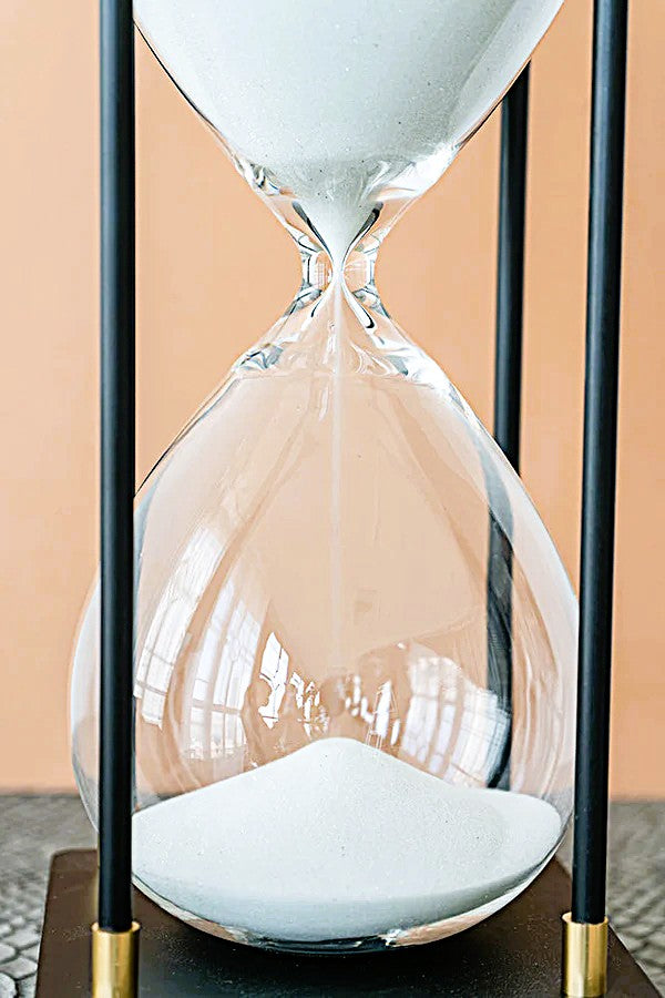 Hourglass 30-minute Papin Black & Tan 10"tall X 4"wide X 4"deep