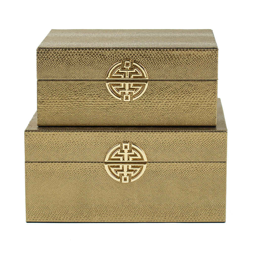 Jewelry Case Gold Leather 2 Box High Quality Set