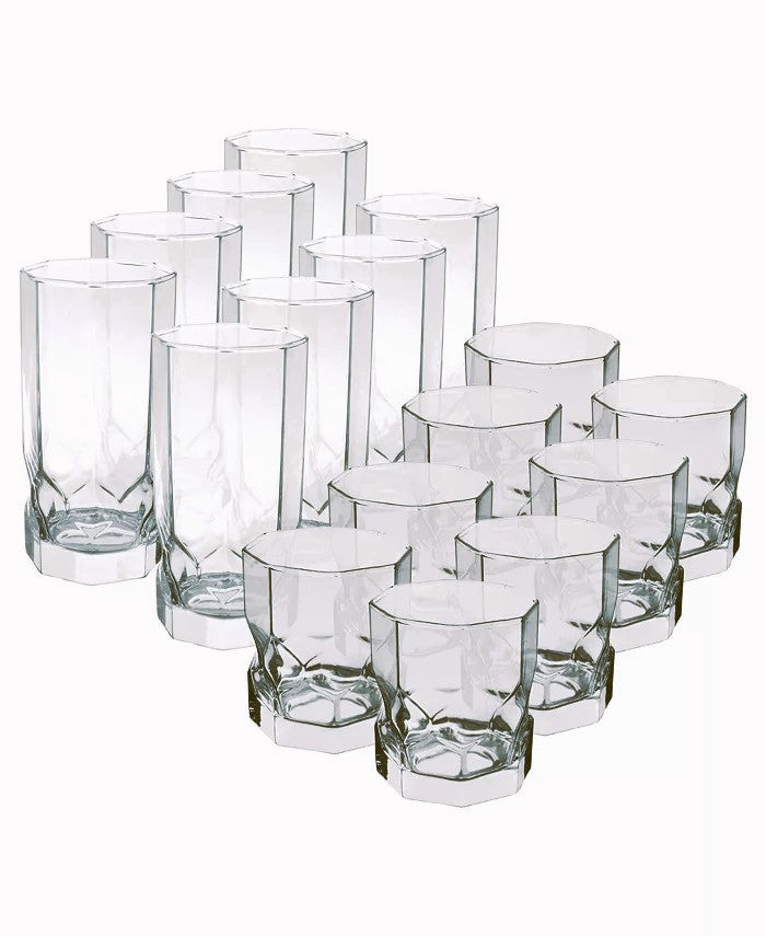 Glasses 16 Piece Every day Tumblers, Luminarc Drinking Glass Set Topaz Collection