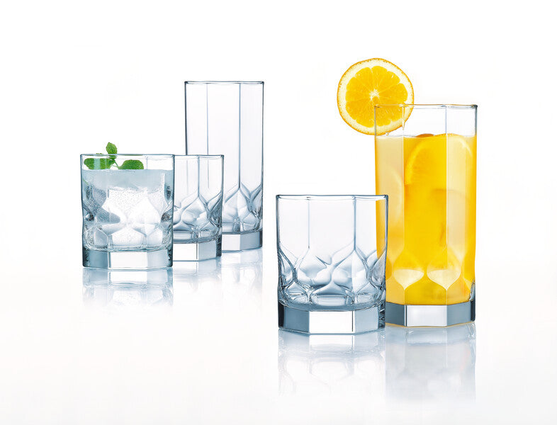 Glasses 16 Piece Every day Tumblers, Luminarc Drinking Glass Set Topaz Collection