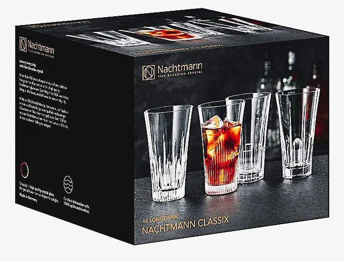 Hi-Ball 4 Tumblers by Nachtmann Crystal 14-OZ volume Capacity, Classix collection