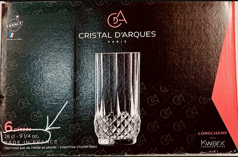 Longchamp 6 Tumblers Hiball 9.25-OZ-270ml - 28cl from Cristal D'Arques Collection