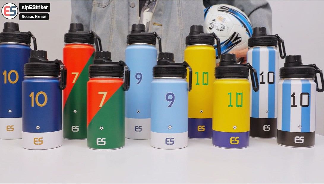 Haaland Water Bottle 2 piece set Stainless Steel Insulated 22-oz = 10.5"tall +14-oz = 7"tall