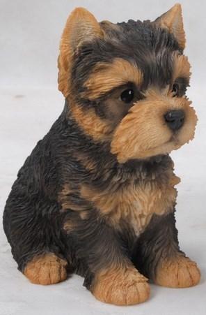 Yorkshire Terrier Puppy Sitting Dog Figurine 6.5"