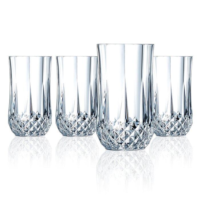 Longchamps by Cristal D'Arques Hi Ball Set of 4 Tumblers, 12-oz = 36-cl made in France