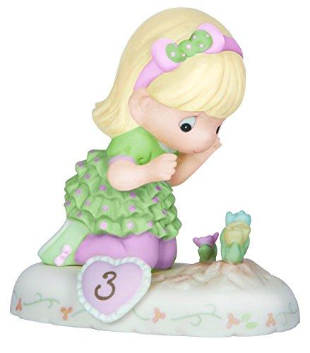 Precious Moments Birthday Gifts, Age 3 Growing in Grace, Blonde Girl Bisque Porcelain Figurine