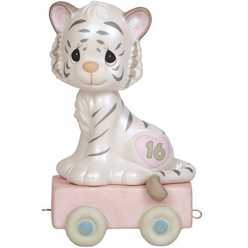 Precious Moments, Birthday Train collection, age 16 and Feline Fine, Bisque Porcelain Figurine
