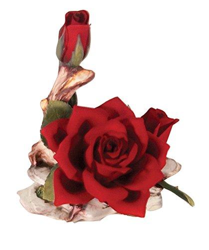 Capodimonte Rose (Aztec) with Bud on a  Branch 20cm (Red) Porcelain Flower
