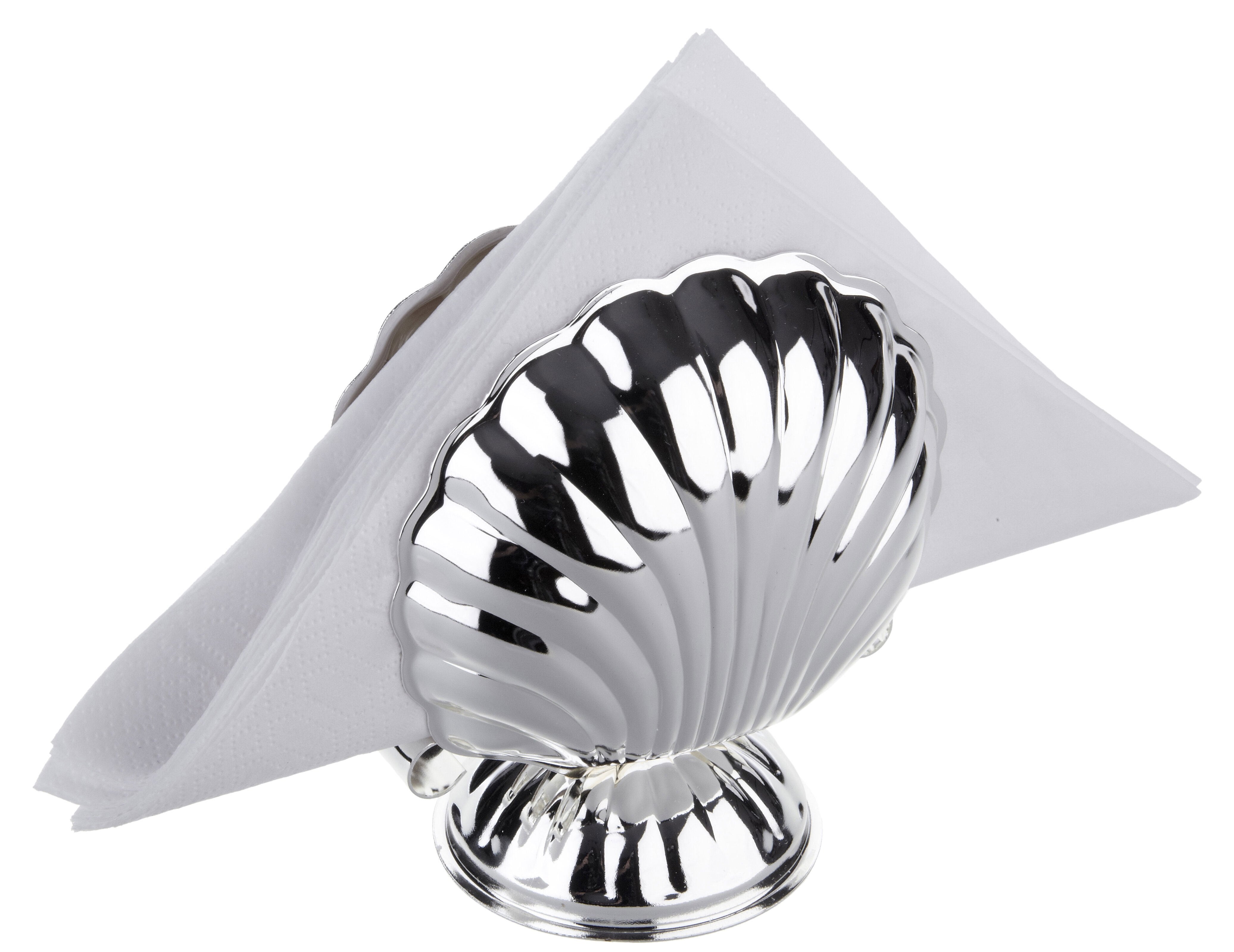 Silver Plated by Queen Anne Serviette Napkin Holder Sea Shell, Tarnish Resistant