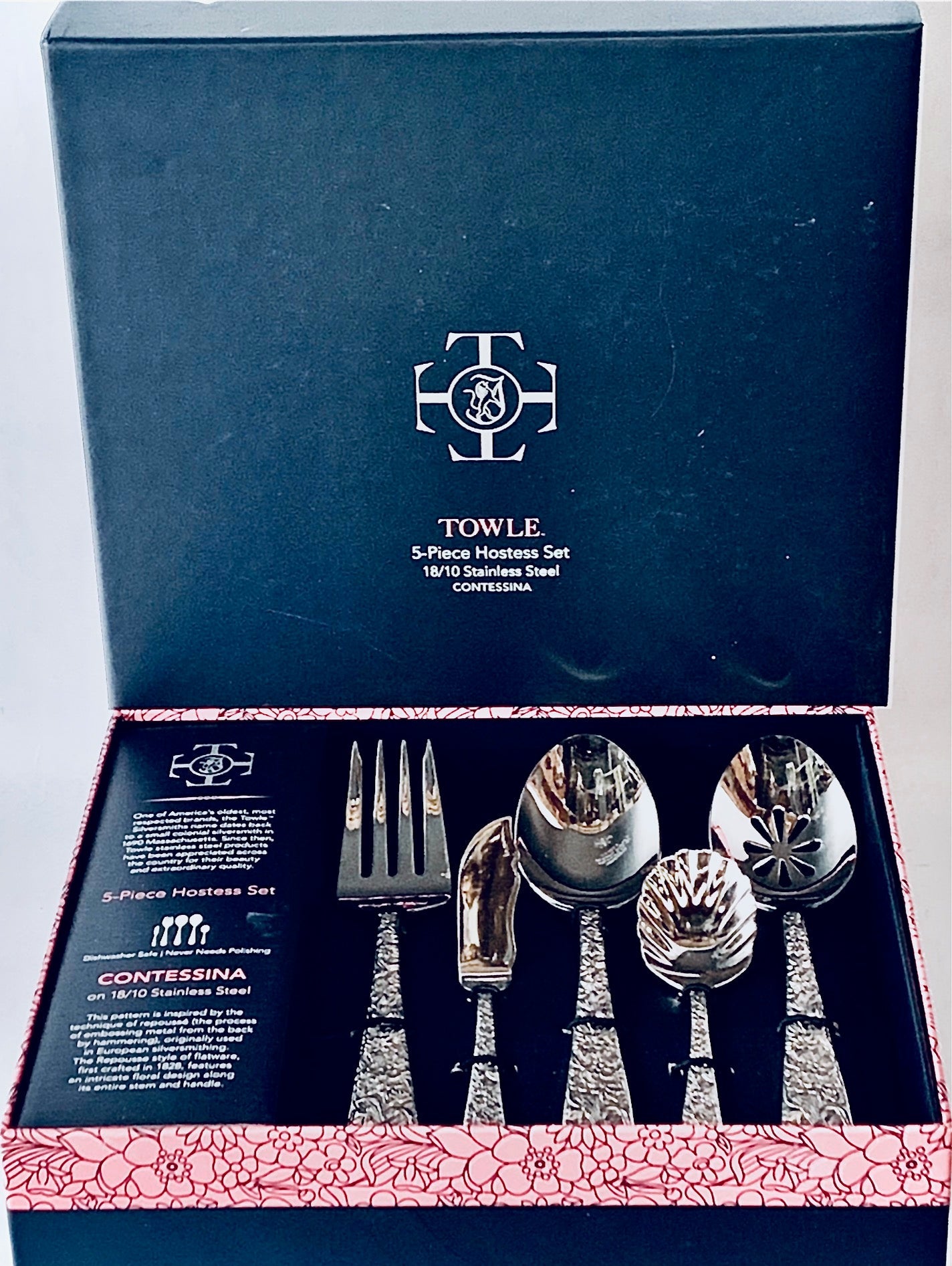 Towle Contessina 5 Pc Hostess Set 18/10 Stainless Steel - Royal Gift