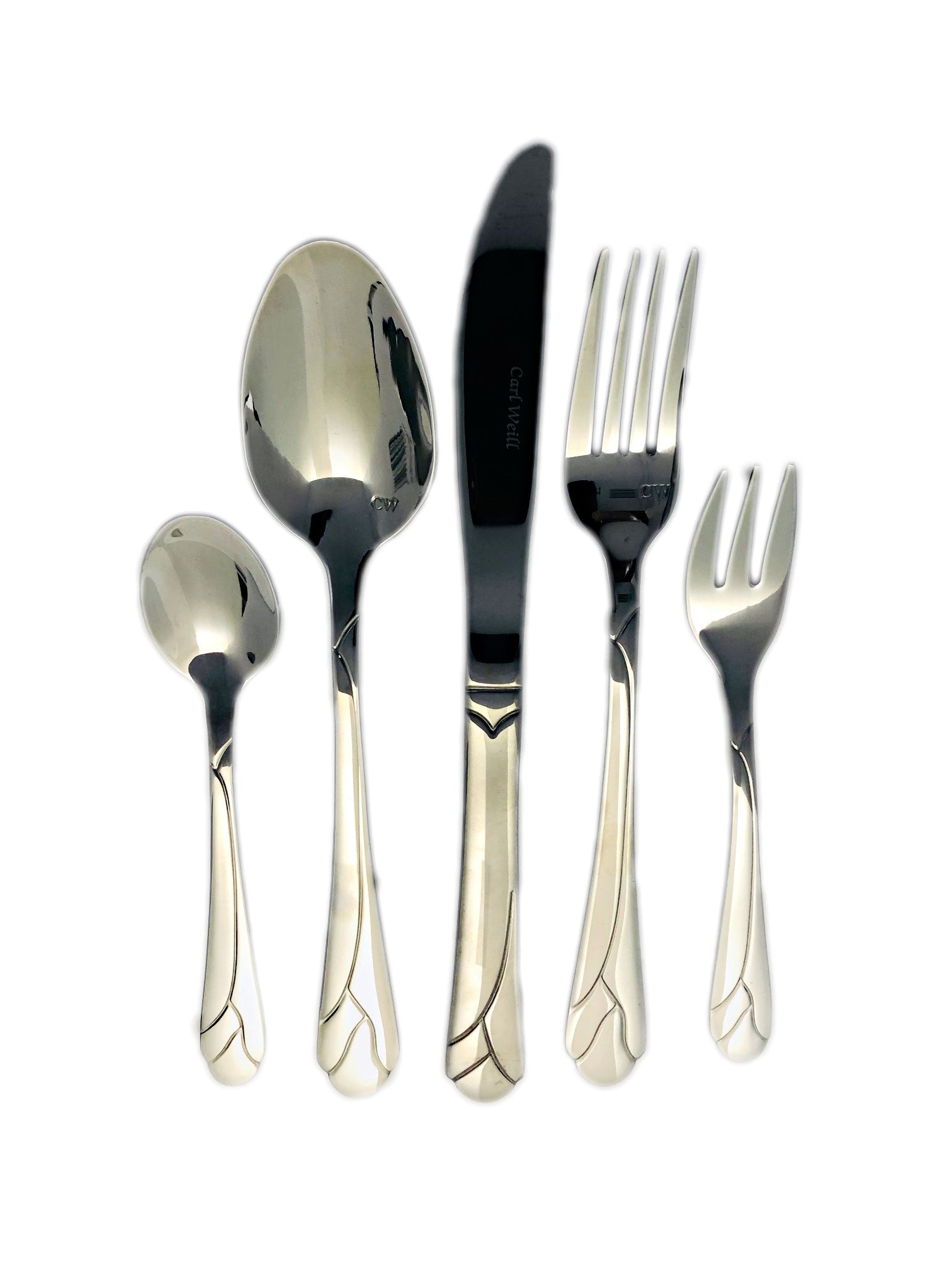 Flatware Cutlery 78 piece set from Carl Weill Tulip Capri 18/10 Stainless Steel Service for 12 People + 12 Serving Pieces - Royal Gift