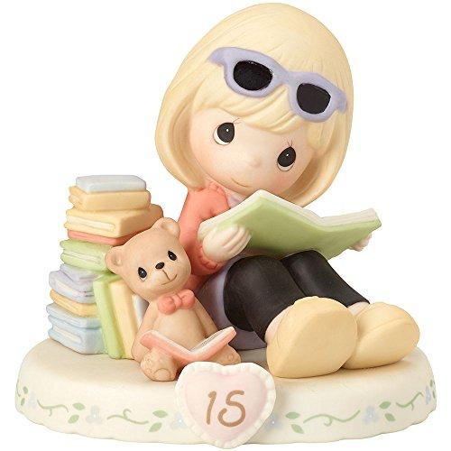 Precious Moments Blonde Girl Growing in Grace, Age 15 Birthday Bisque Porcelain Figurine