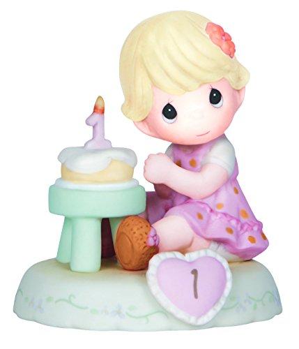 Precious Moments Birthday Gifts, Growing in Grace, Age 1 Bisque Porcelain Figurine, Blonde Girl, 142010