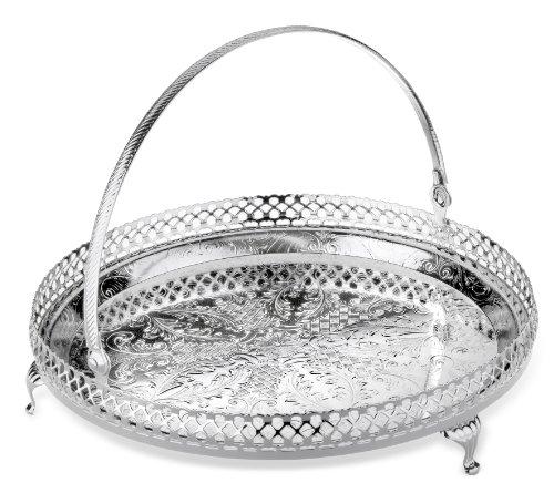 Silver Plated by Queen Anne Gallery Tray 9" Round with Handle Tarnish Resistant