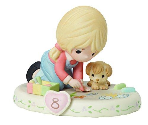 Precious Moments Birthday Gifts, Growing in Grace, Age 8 Bisque Porcelain Figurine, Blonde Girl