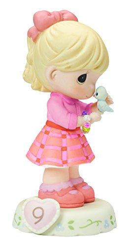 Precious Moments Birthday Gifts, Growing in Grace, Age 9 Bisque Porcelain Figurine, Blonde Girl