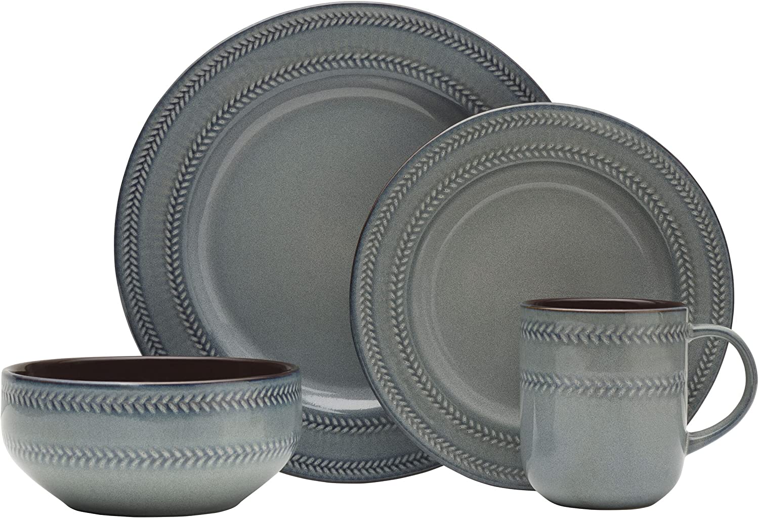 Scott Living Asher 16 Piece Dinnerware Set, Service for 4 - Royal Gift