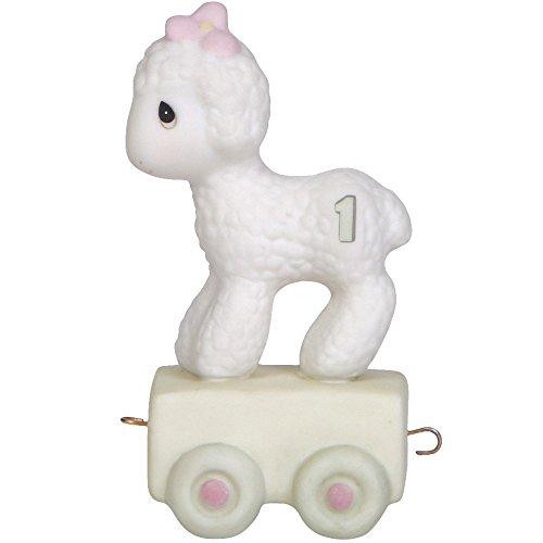 Precious Moments, Birthday Train collection, Age 1 Happy Birthday Little Lamb, Bisque Porcelain Figurine