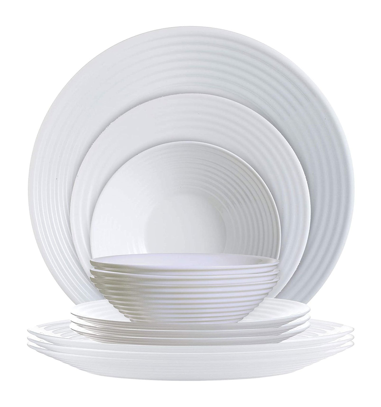 Luminarc Dinnerware 18 piece Set, White Harena collection Service for 6