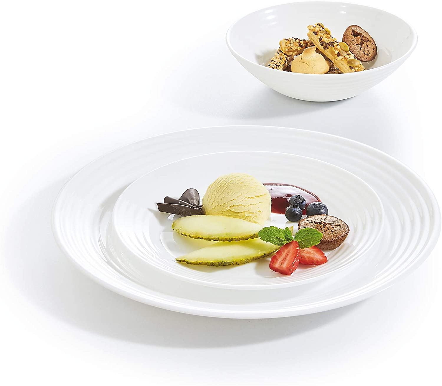 Luminarc Dinnerware 18 piece Set, White Harena collection Service for 6