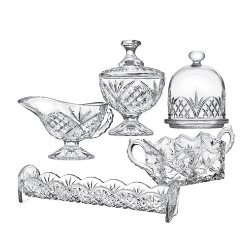 Hostess Crystal 5 piece Set Dublin Collection from Godinger - Royal Gift