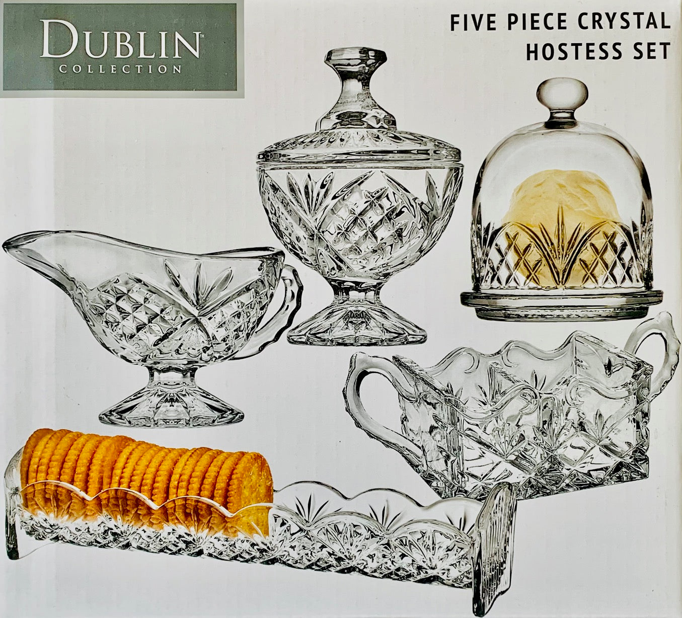Hostess Crystal 5 piece Set Dublin Collection from Godinger - Royal Gift