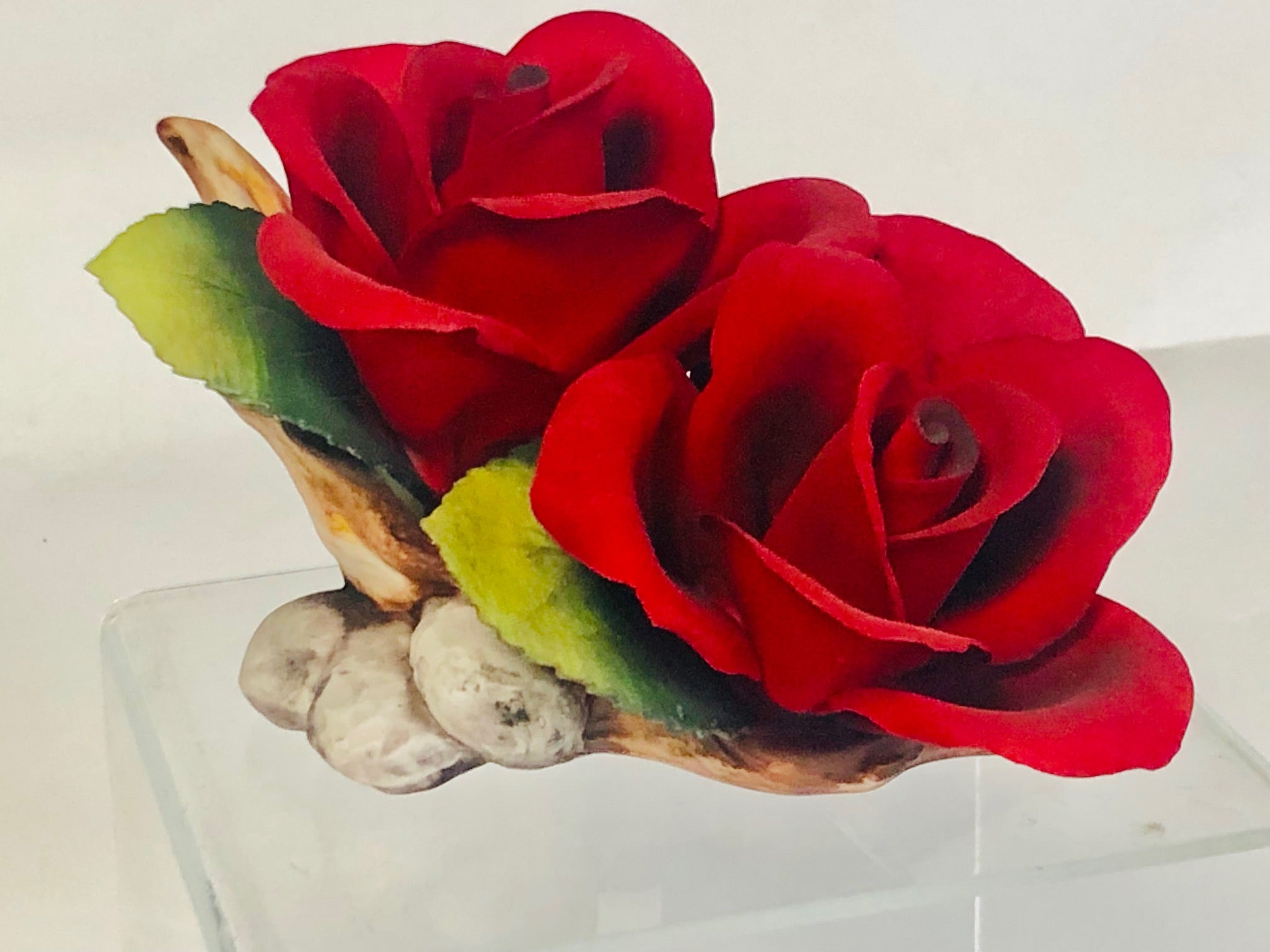 Capodimonte Roses (Red) Porcelain Flower Hand Made in Italy