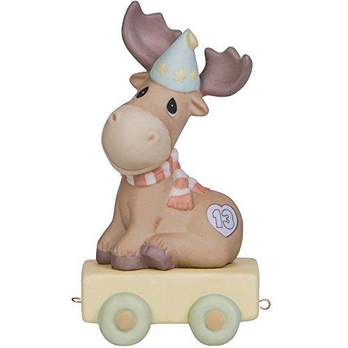 Precious Moments, Birthday Train collection, “You Mean The Moose to Me”, Birthday Train Age 13, Bisque Porcelain Figurine, 142033