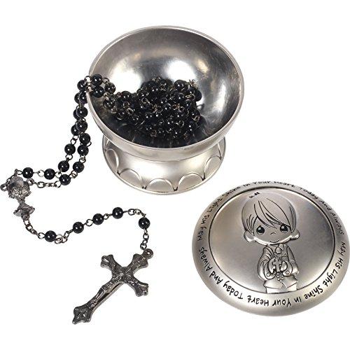 Precious Moments May His Light Shine in Your Heart Today & Always Boy First Communion Rosary & Silver Zinc Alloy Rosary Box