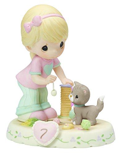 Precious Moments Growing in Grace, Age 7 Birthday Gifts, Bisque Porcelain Figurine, Blonde Girl 154034