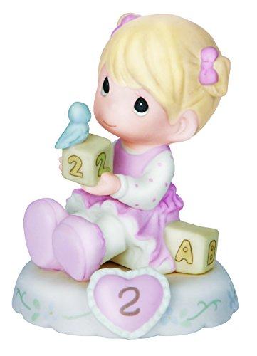 Precious Moments Birthday Gifts, Growing in Grace, Age 2 Bisque Porcelain Figurine, Blonde Girl